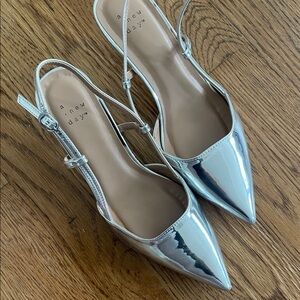 Target Metallic Silver Heels
